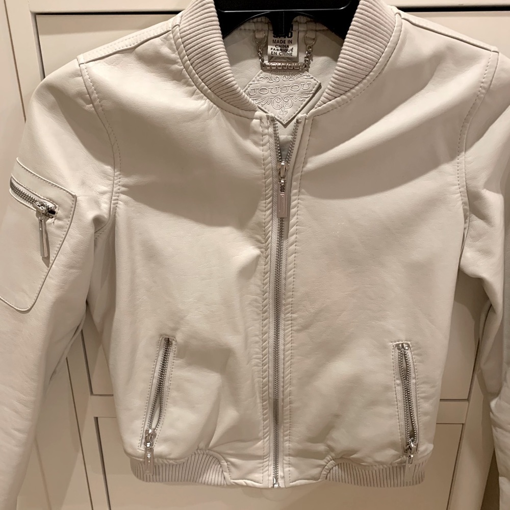 White JouJou Moto Jacket Kids M 9/10